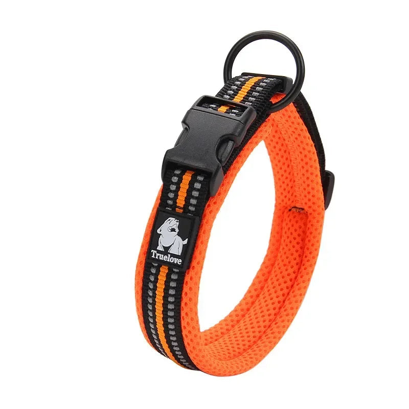 Hundehalsband mit 3M-Reflektoren – Verstellbares Gepolstertes Nylonhalsband mit Netzgewebe für Alle Hunderassen & Wetterbedingungen