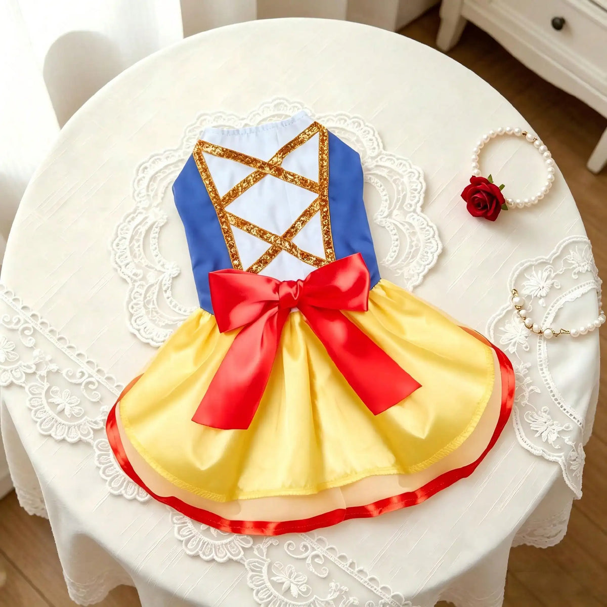 Schneeprinzessin-Kleid für Hunde – Festliches Weihnachtskostüm für Kleine Hunde & Welpen