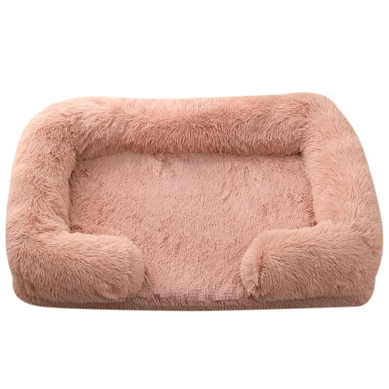 Plüsch Winter Hundebett mit Abnehmbarem Verdicktem Kissen – Weiches Quadratisches Haustiersofa & Kennel-Schlafbett für Kleine Mittlere Große Hunde