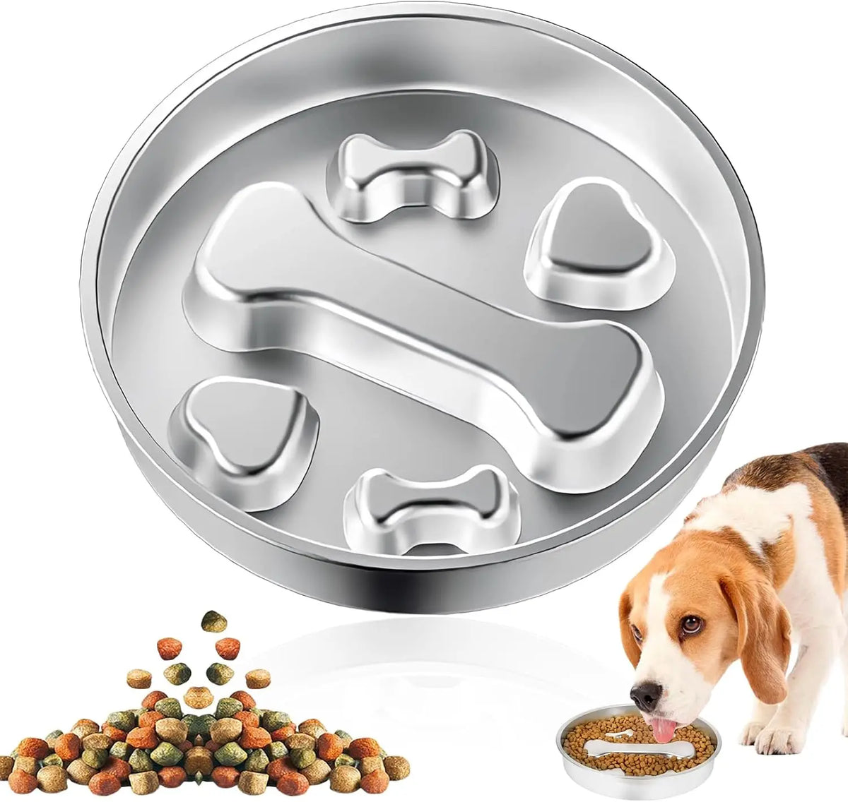 Langsam-Fressnapf aus 304-Edelstahl – 22 cm Rutschfester Futternapf gegen Hastiges Schlingen für Kleine & Mittelgroße Hunde und Katzen