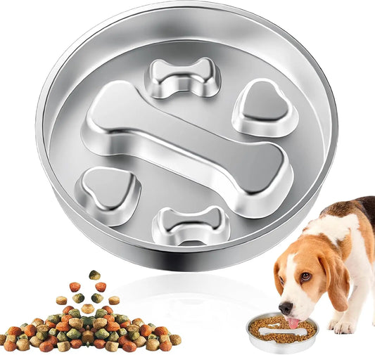 Langsam-Fressnapf aus 304-Edelstahl – 22 cm Rutschfester Futternapf gegen Hastiges Schlingen für Kleine & Mittelgroße Hunde und Katzen