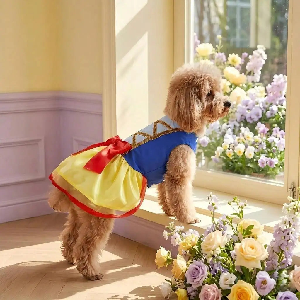 Schneeprinzessin-Kleid für Hunde – Festliches Weihnachtskostüm für Kleine Hunde & Welpen