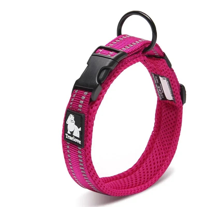Hundehalsband mit 3M-Reflektoren – Verstellbares Gepolstertes Nylonhalsband mit Netzgewebe für Alle Hunderassen & Wetterbedingungen