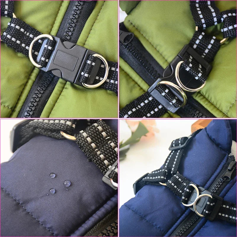 Wasserdichte Warme Hundejacke mit Geschirr – Winterweste für Kleine & Große Hunde