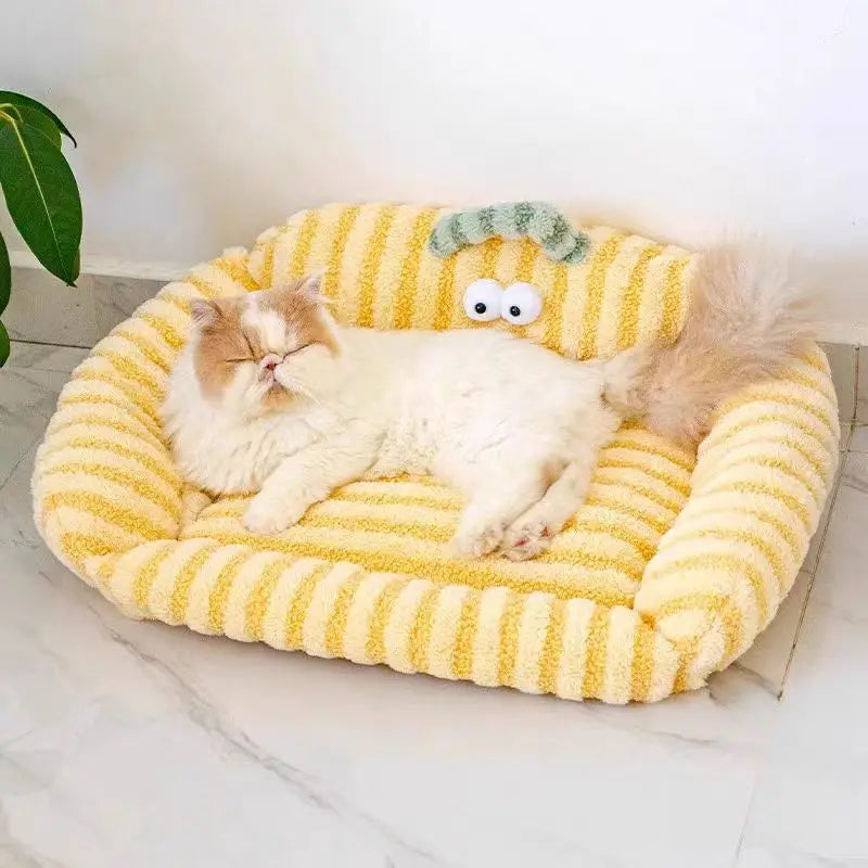 Warmes Winter Welpen-Sofabett & Gemütliches Haustierbett – Weiches Gepolstertes Katzennest und Schlafmatte für Welpen, Kleine Hunde & Katzen