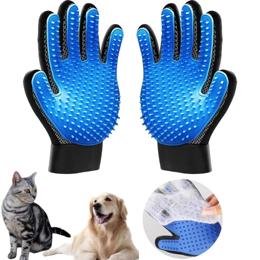 Doppelseitiges Haustier-Pflegeset – Bürste zum Entfilzen & Entfernen Loser Haare mit Waschhandschuh für Hunde, Katzen & Kaninchen