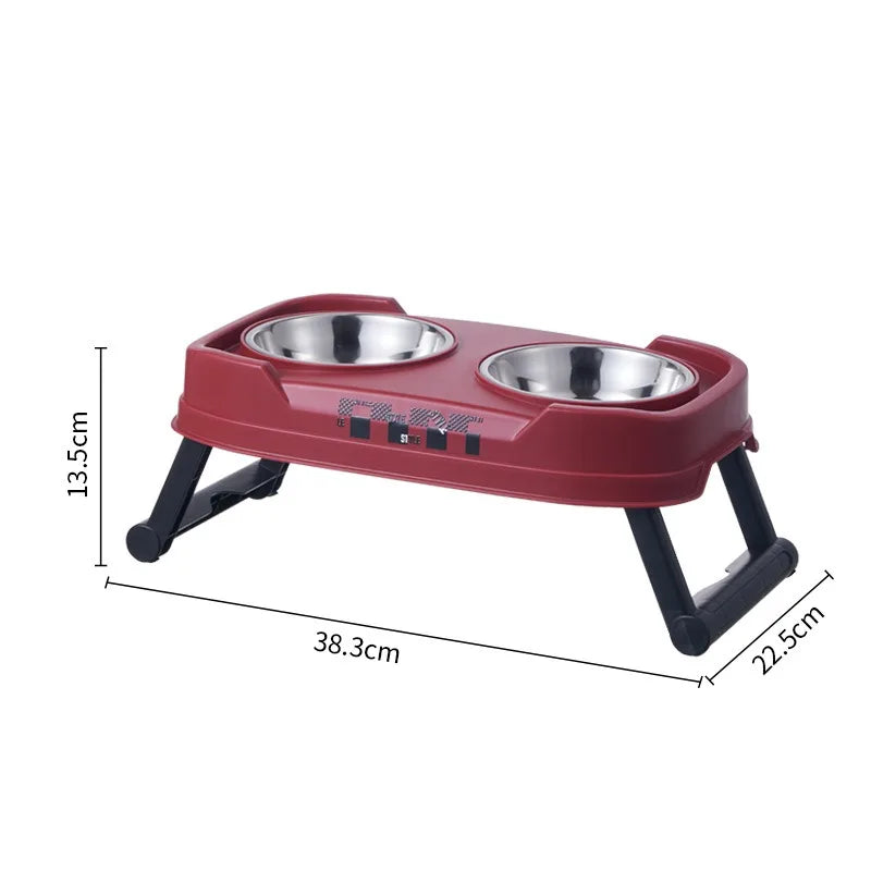 Höhenverstellbare Erhöhte Doppelnapf-Futterstation im Vintage-Stil – Klappbar mit 3 Höhenstufen für Katzen & Hunde