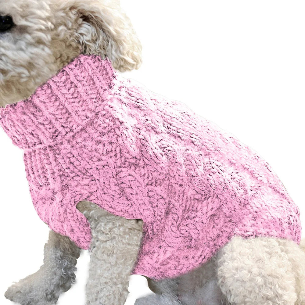 Zopfmuster-Hundepullover – Warmer Einfarbiger Strickpullover für Kleine Hunde & Welpen