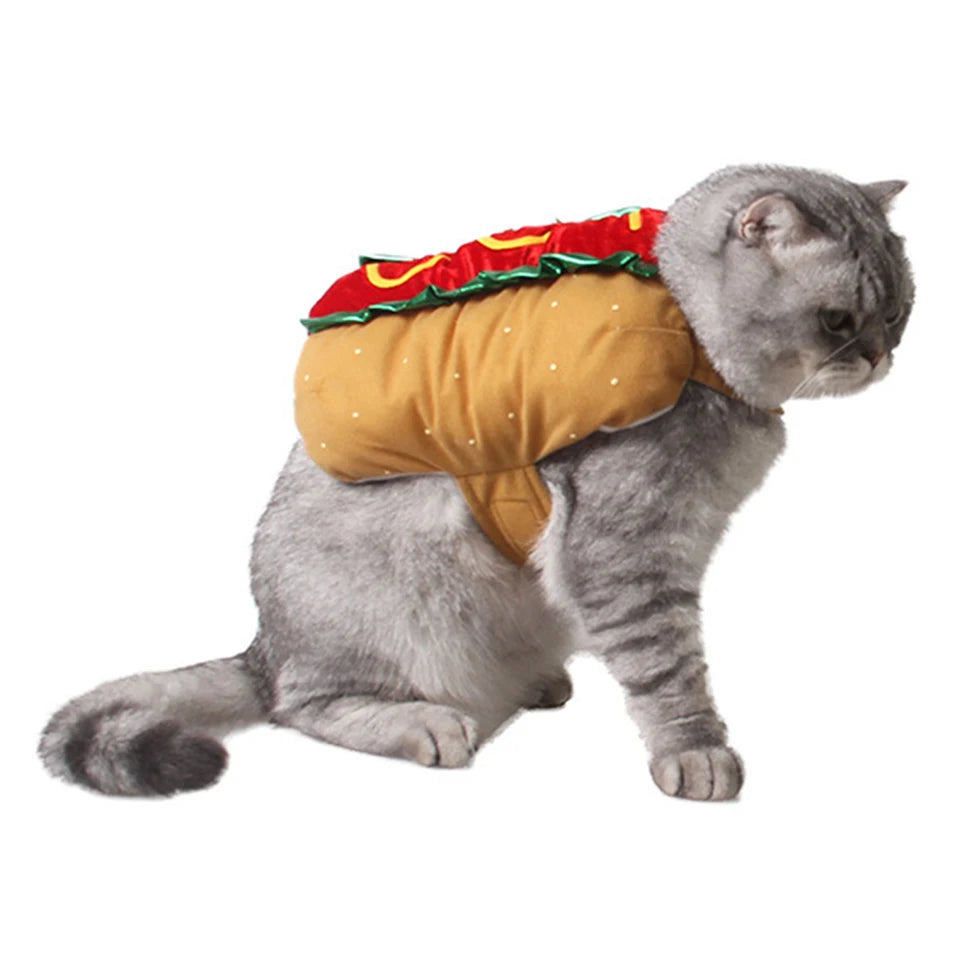 Hot-Dog-Kostüm für Hunde & Katzen – Verstellbares Würstchen-Outfit für Dackel & Welpen