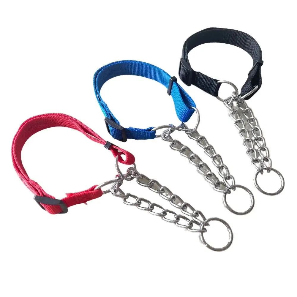 Verstellbares Nylon-Zughalsband für Hunde – Trainingshalsband mit Geschweißter Gliederkette für Große Hunde