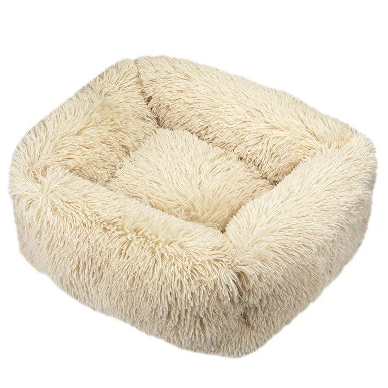 Luxuriöses Plüsch-Hundebett – Waschbares Quadratisches Kuschelbett für Kleine bis Große Hunde
