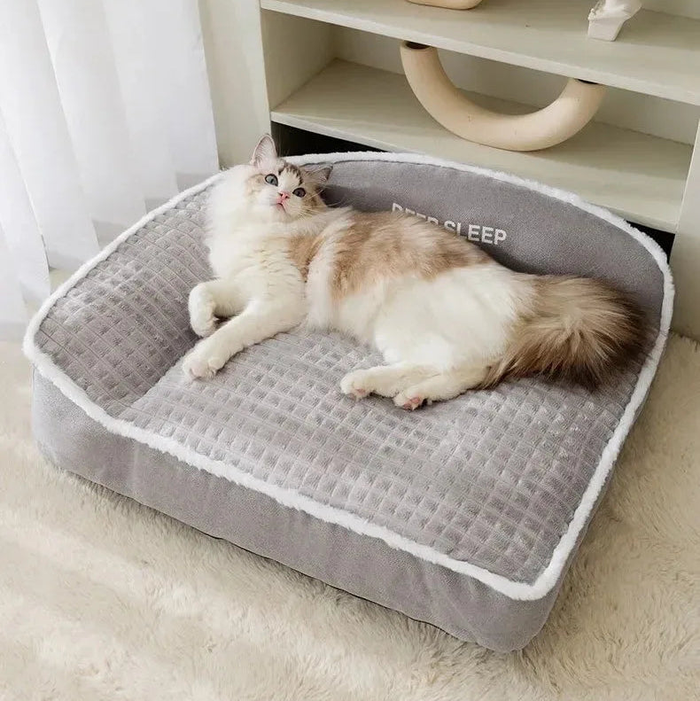 Warmes Winter Haustierbett für Hunde & Katzen – Gemütliches Halloween Weihnachts Sofa-Korbbett mit Weicher Deckenartiger Polsterung für Kleine Mittlere Große Haustiere