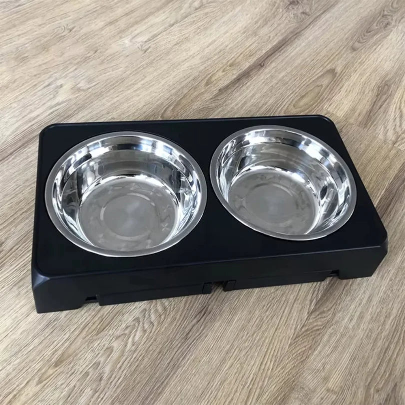 Höhenverstellbare Erhöhte Futterstation – Ständer mit Zwei Edelstahlnäpfen für Futter & Wasser für Kleine, Mittelgroße und Große Hunde