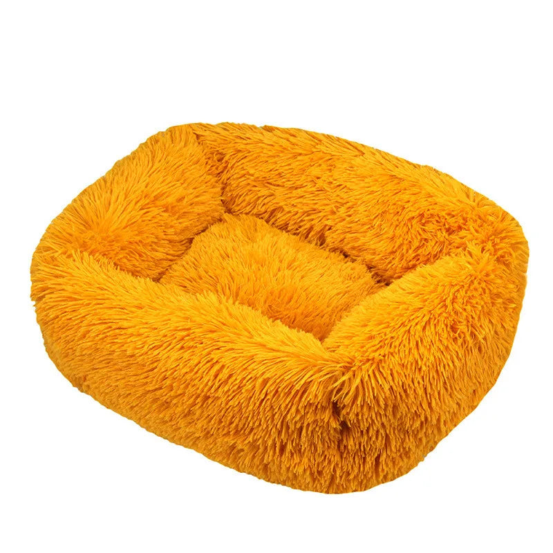 Luxuriöses Plüsch-Hundebett – Waschbares Quadratisches Kuschelbett für Kleine bis Große Hunde