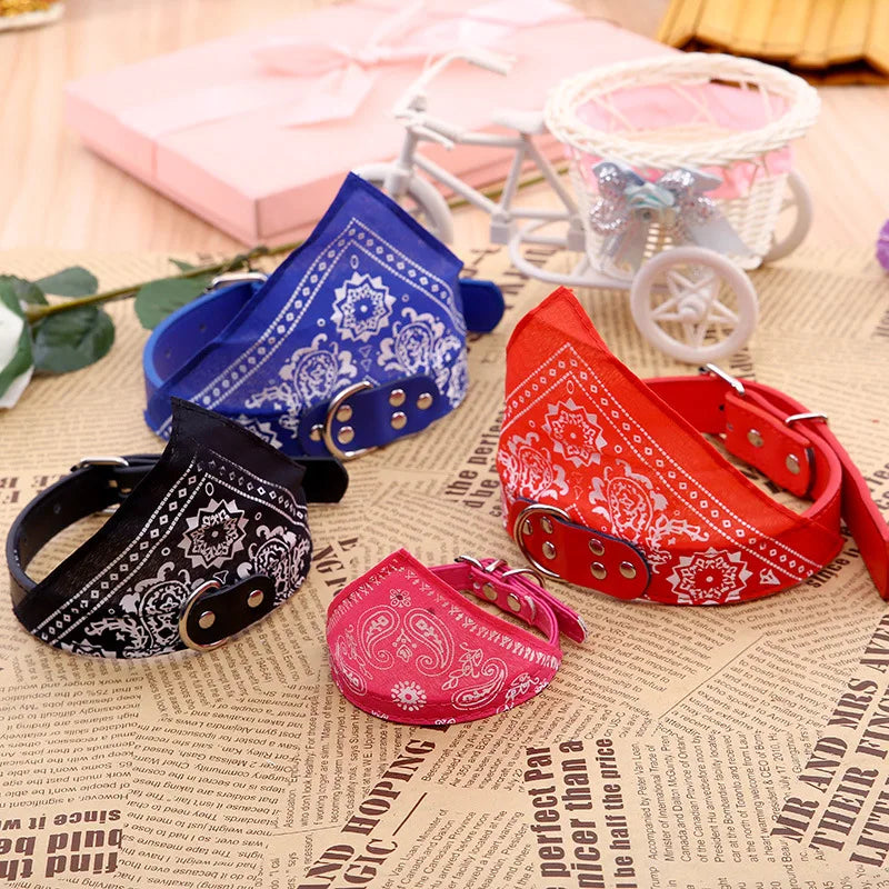 PU-Halsband für Hunde & Katzen mit Halstuch – Verstellbares Haustierhalsband für Kleine & Mittelgroße Hunde, Chihuahuas, Corgis und Welpen