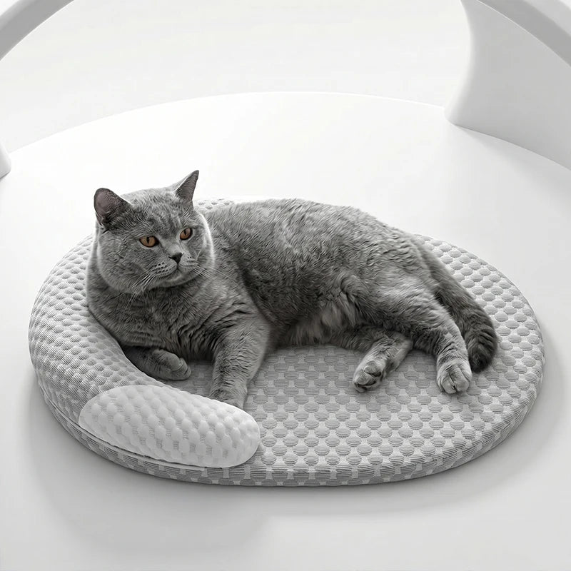 Sommer Ice-Silk Kühlendes Hundebett & Katzenmatte – Atmungsaktives Ovales Haustiernest und Kühlmatte für Kleine Mittlere Große Hunde & Katzen