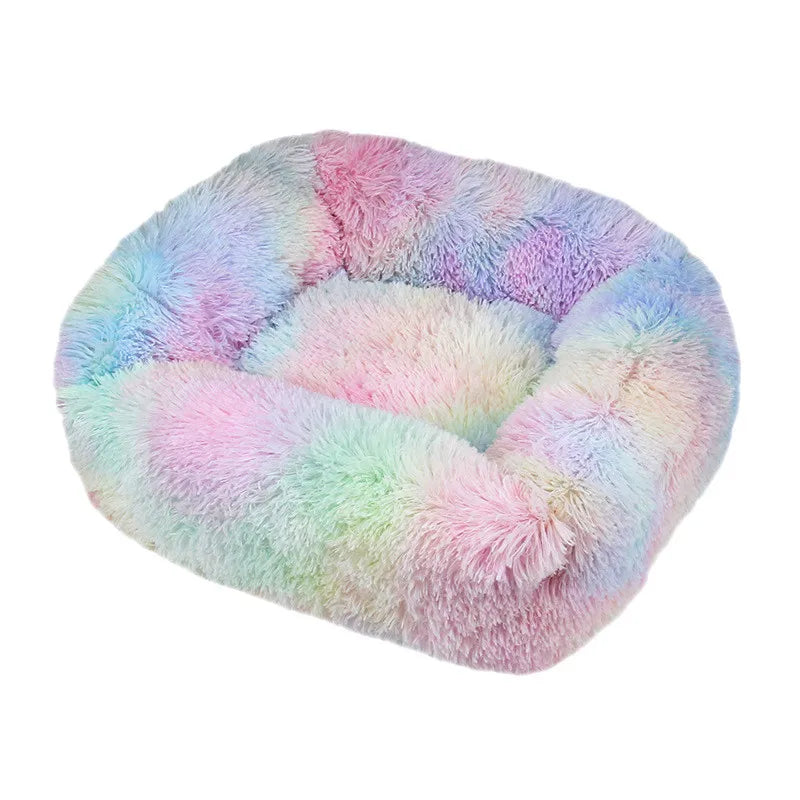 Luxuriöses Plüsch-Hundebett – Waschbares Quadratisches Kuschelbett für Kleine bis Große Hunde
