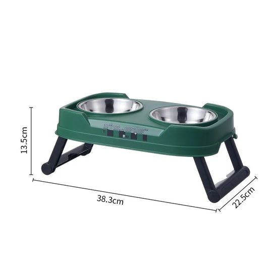 Höhenverstellbare Erhöhte Doppelnapf-Futterstation im Vintage-Stil – Klappbar mit 3 Höhenstufen für Katzen & Hunde