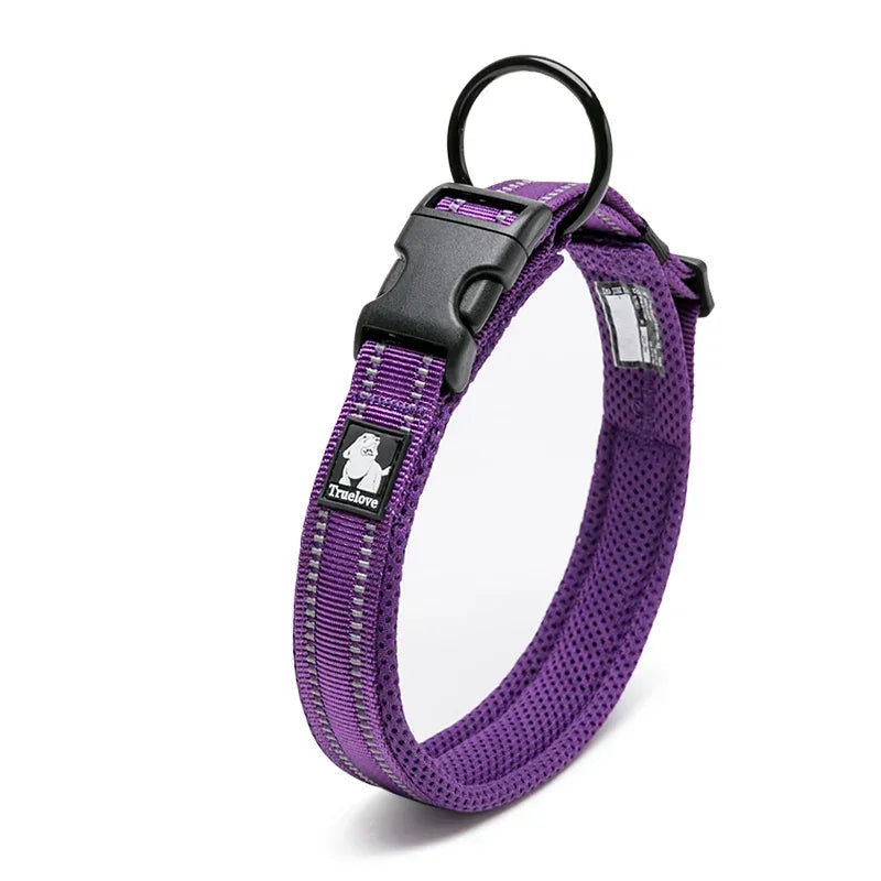 Hundehalsband mit 3M-Reflektoren – Verstellbares Gepolstertes Nylonhalsband mit Netzgewebe für Alle Hunderassen & Wetterbedingungen