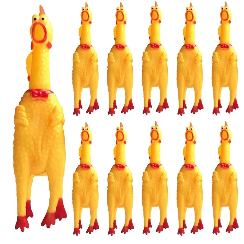 Schreiendes Gelbes Huhn-Hundespielzeug – Robustes Gummi-Quietschspielzeug zum Drücken, Kauen & Interaktiven Spielen für Hunde und Welpen