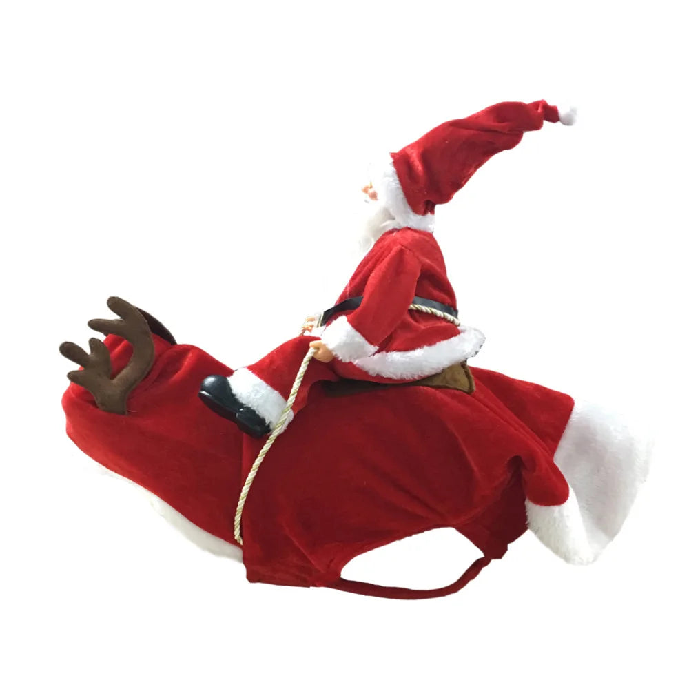 Lustiger Weihnachtsmann-Hundeumhang – Warmes Weihnachts-Cosplay-Kostüm für Kleine & Mittelgroße Hunde & Katzen