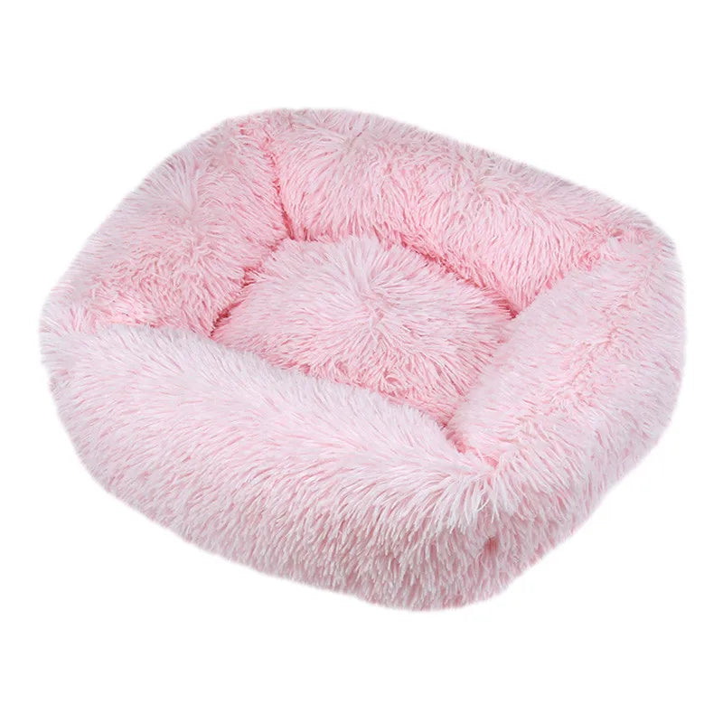 Luxuriöses Plüsch-Hundebett – Waschbares Quadratisches Kuschelbett für Kleine bis Große Hunde