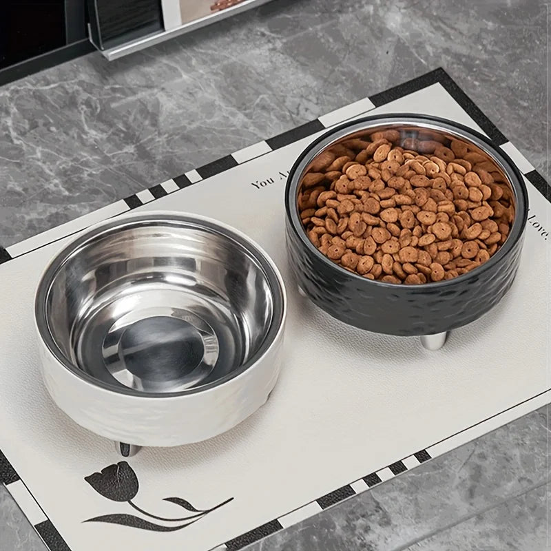 Erhöhter Futternapf aus Edelstahl – Kippsicherer Rutschfester Futter- und Wassernapf für Katzen, Kätzchen & Kleine Hunde