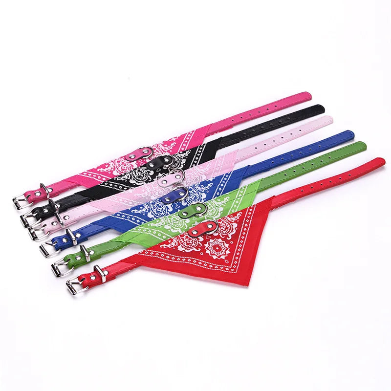 PU-Halsband für Hunde & Katzen mit Halstuch – Verstellbares Haustierhalsband für Kleine & Mittelgroße Hunde, Chihuahuas, Corgis und Welpen