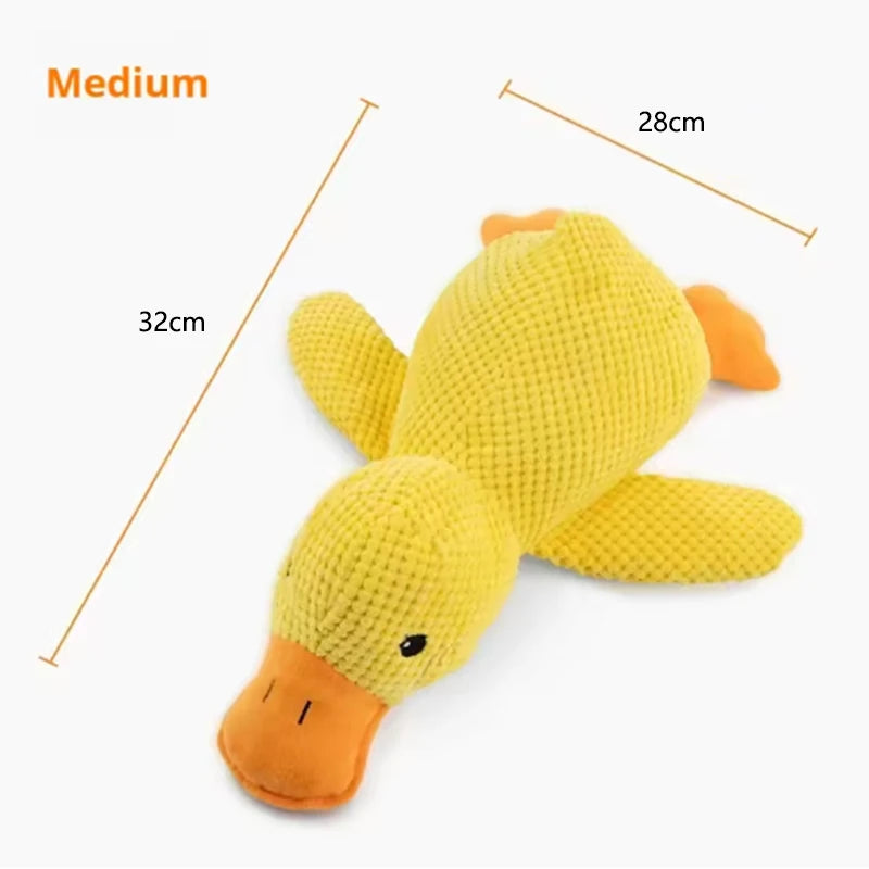 Gelbes Enten-Plüschspielzeug zum Kuscheln für Hunde – Weicher Interaktiver Schlafbegleiter & Kuschelpuppe für Welpen und Hunde