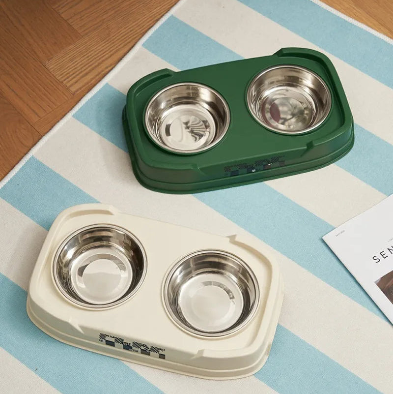 Höhenverstellbare Erhöhte Doppelnapf-Futterstation im Vintage-Stil – Klappbar mit 3 Höhenstufen für Katzen & Hunde