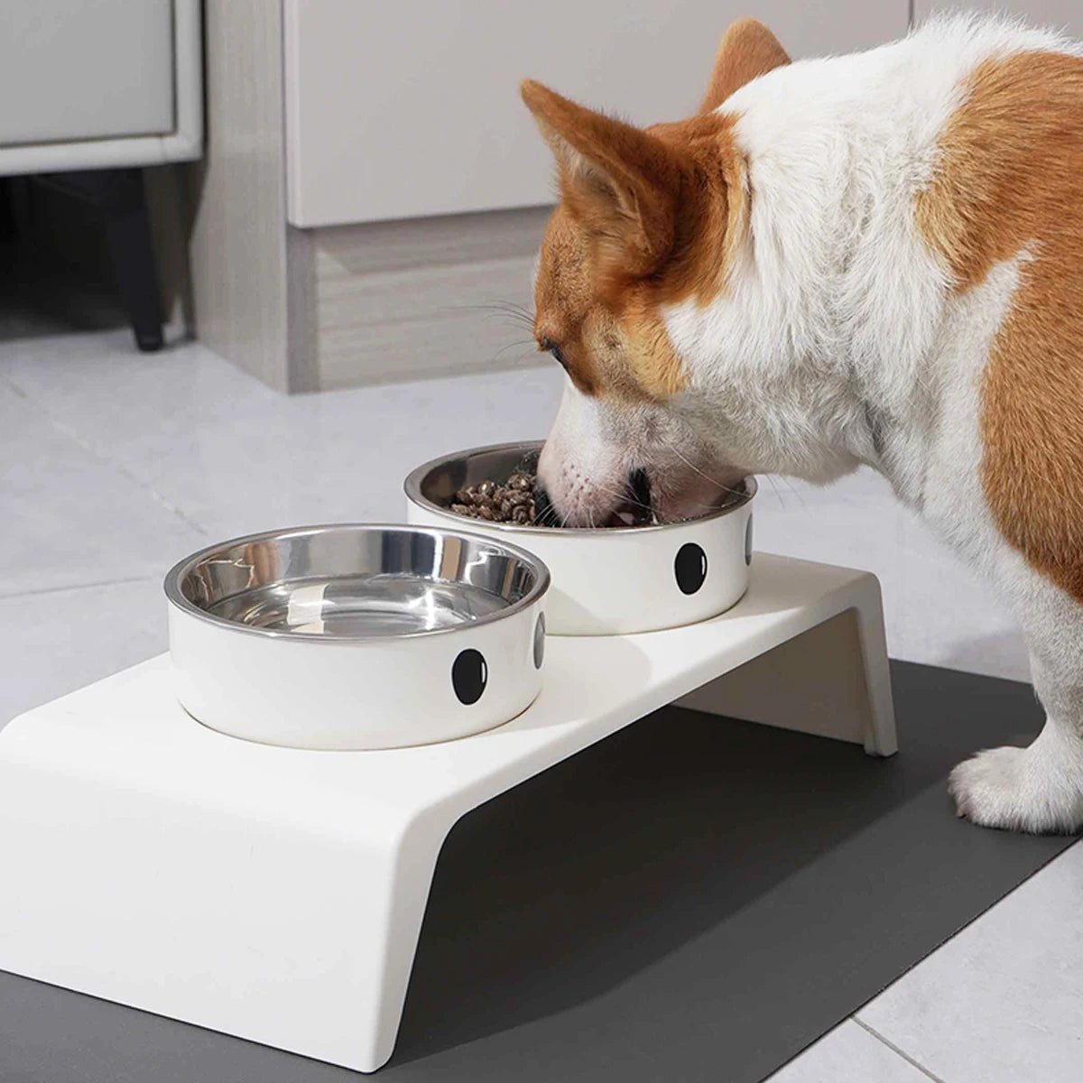 Erhöhte Doppelnapf-Futterstation – Ständer mit Edelstahlnäpfen für Futter & Wasser für Kleine, Mittelgroße & Große Hunde und Katzen
