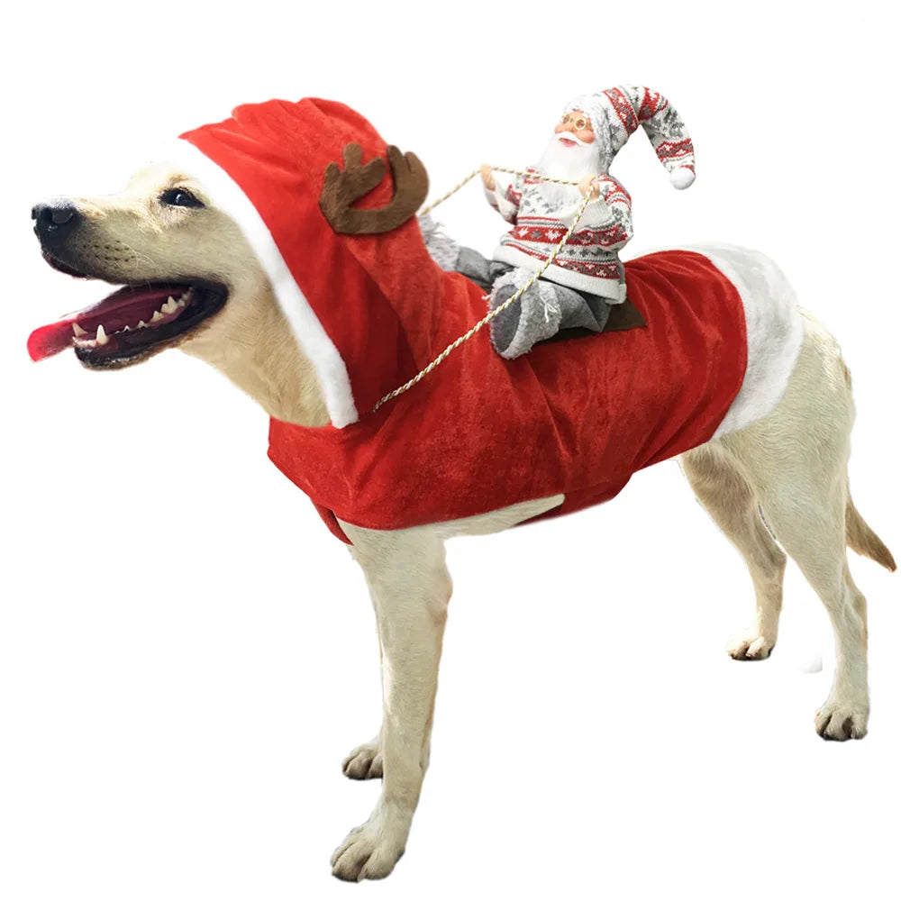 Lustiger Weihnachtsmann-Hundeumhang – Warmes Weihnachts-Cosplay-Kostüm für Kleine & Mittelgroße Hunde & Katzen