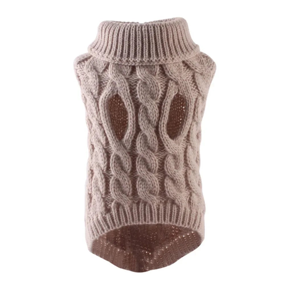 Zopfmuster-Hundepullover – Warmer Einfarbiger Strickpullover für Kleine Hunde & Welpen