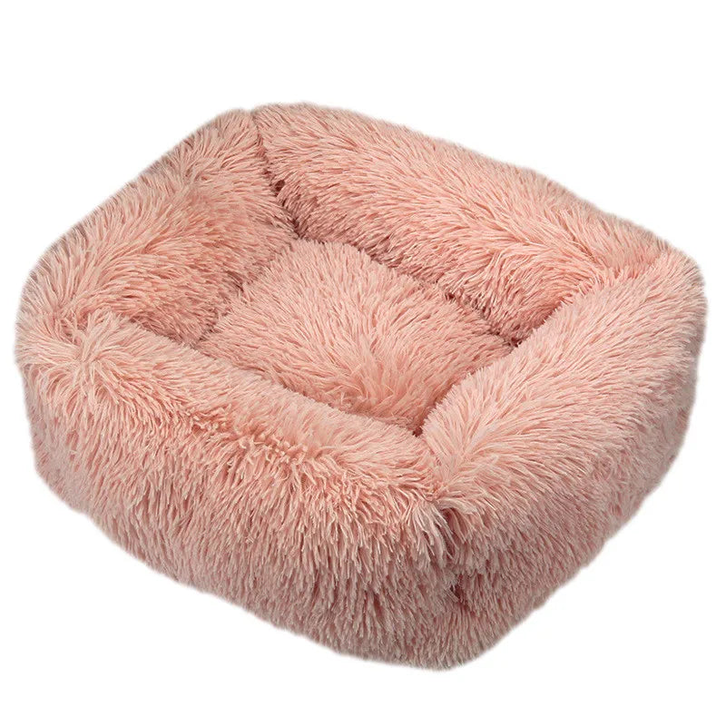 Luxuriöses Plüsch-Hundebett – Waschbares Quadratisches Kuschelbett für Kleine bis Große Hunde
