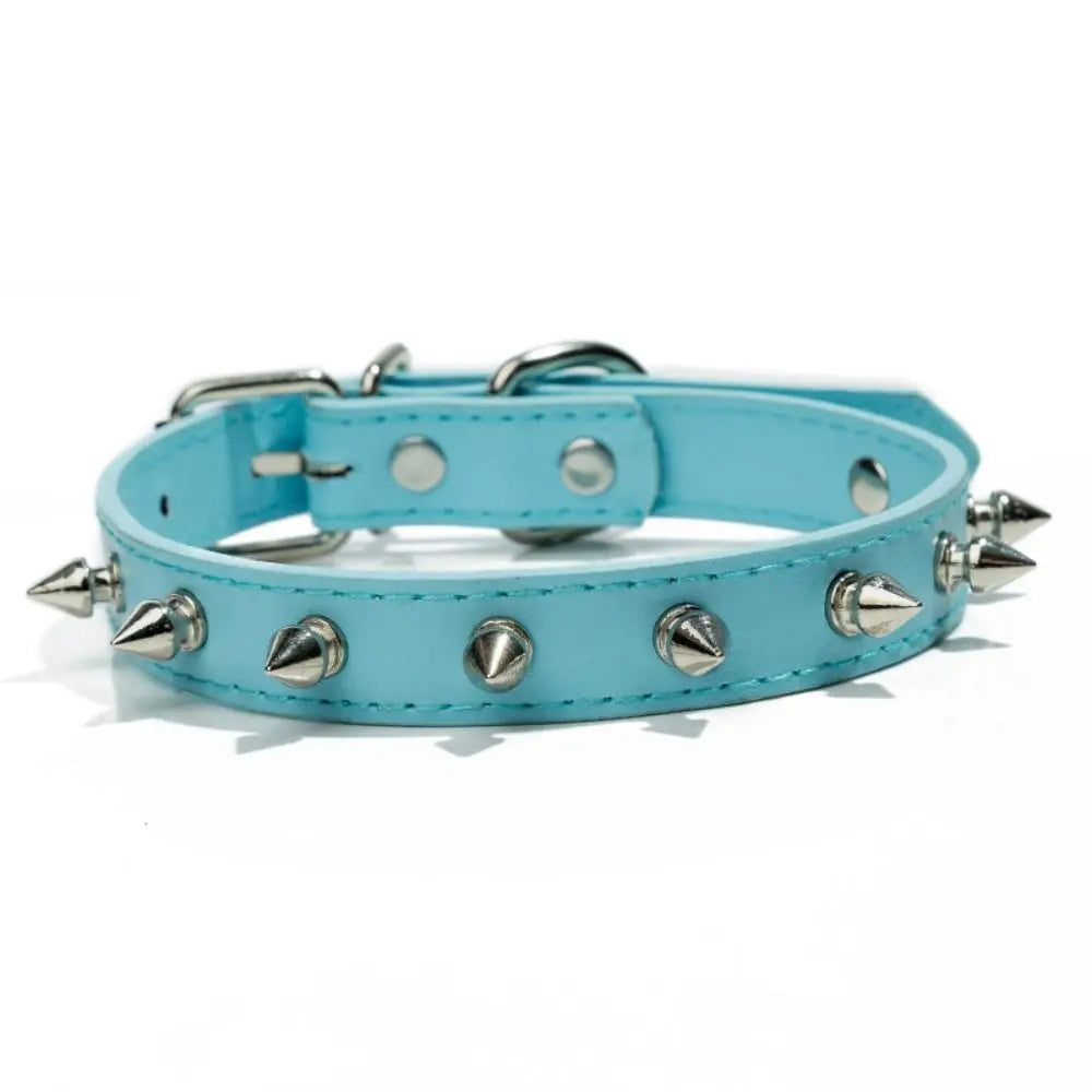 Farbenfrohes Lederhalsband mit Nieten – Verstellbares Haustierhalsband mit Zierspitzen für Hunde & Katzen