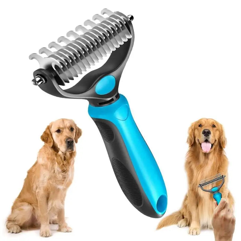 2-in-1 Fellpflegebürste aus Edelstahl – Entfilzungskamm für Hunde & Katzen zum Entfernen Loser Haare und Fellknoten