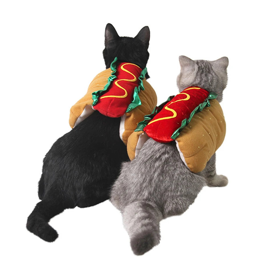 Hot-Dog-Kostüm für Hunde & Katzen – Verstellbares Würstchen-Outfit für Dackel & Welpen