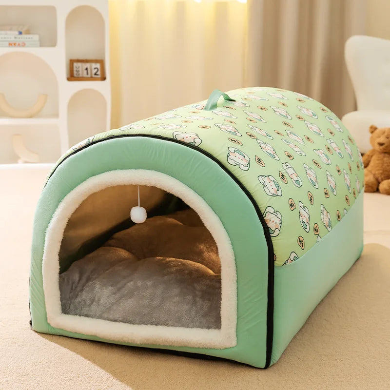 Großes Warmes Winter Hundehaus-Bett mit Abnehmbarem Waschbarem Design – Gemütliches Haustier Schlafnest für Große Hunde & Katzen