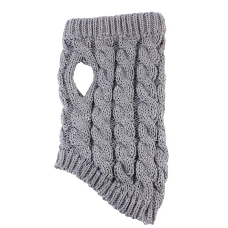 Zopfmuster-Hundepullover – Warmer Einfarbiger Strickpullover für Kleine Hunde & Welpen