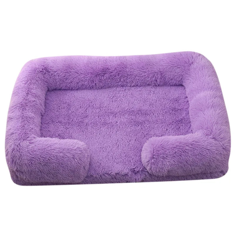 Plüsch Winter Hundebett mit Abnehmbarem Verdicktem Kissen – Weiches Quadratisches Haustiersofa & Kennel-Schlafbett für Kleine Mittlere Große Hunde