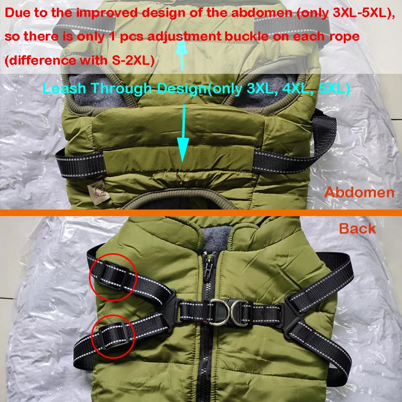 Wasserdichte Warme Hundejacke mit Geschirr – Winterweste für Kleine & Große Hunde
