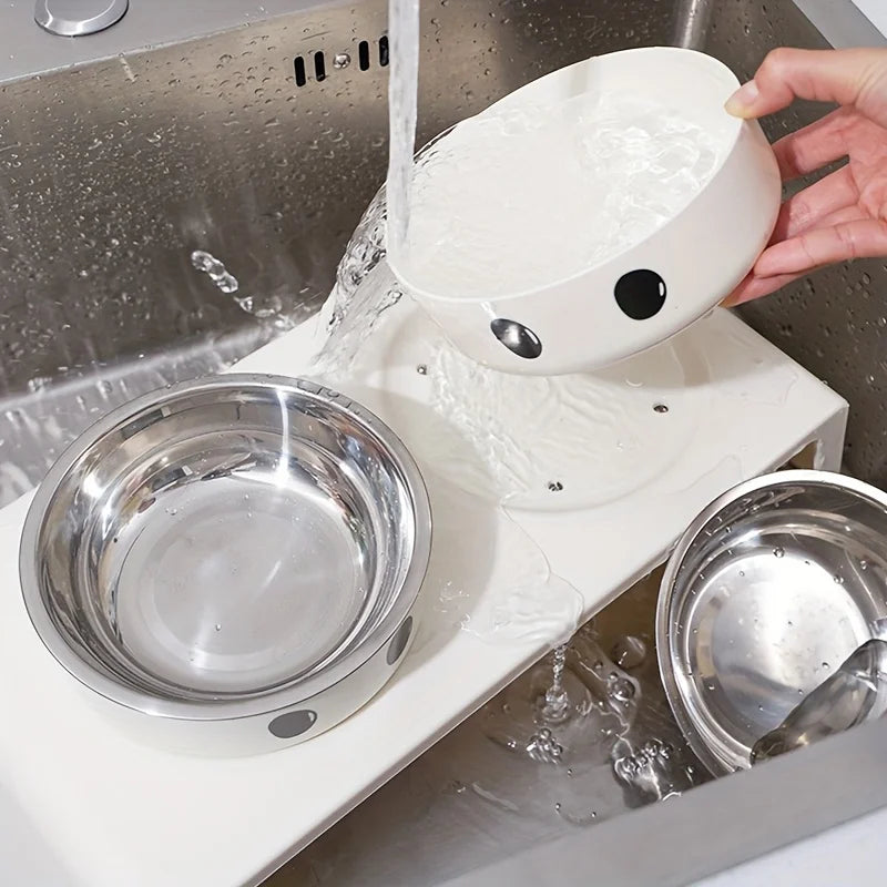 Erhöhte Doppelnapf-Futterstation – Ständer mit Edelstahlnäpfen für Futter & Wasser für Kleine, Mittelgroße & Große Hunde und Katzen