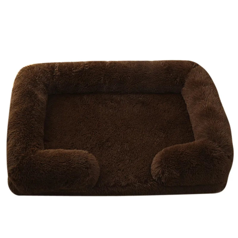 Plüsch Winter Hundebett mit Abnehmbarem Verdicktem Kissen – Weiches Quadratisches Haustiersofa & Kennel-Schlafbett für Kleine Mittlere Große Hunde