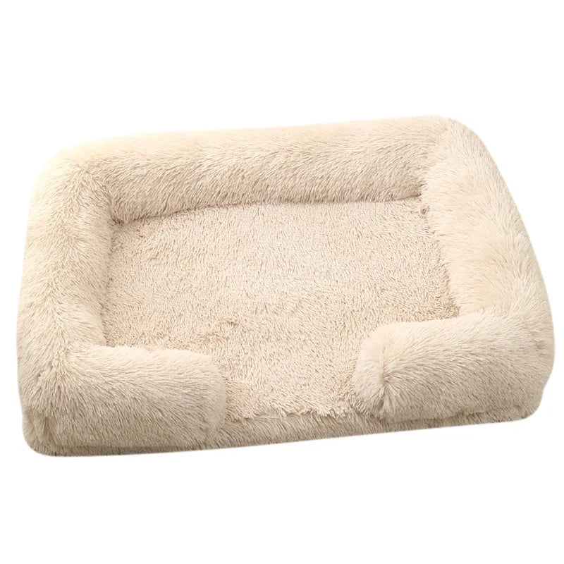 Plüsch Winter Hundebett mit Abnehmbarem Verdicktem Kissen – Weiches Quadratisches Haustiersofa & Kennel-Schlafbett für Kleine Mittlere Große Hunde