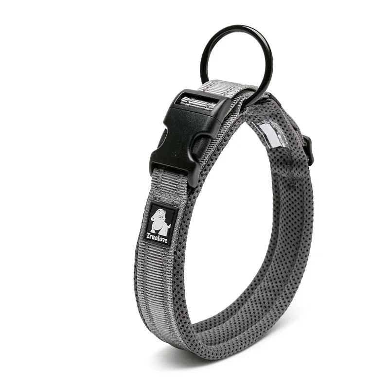 Hundehalsband mit 3M-Reflektoren – Verstellbares Gepolstertes Nylonhalsband mit Netzgewebe für Alle Hunderassen & Wetterbedingungen