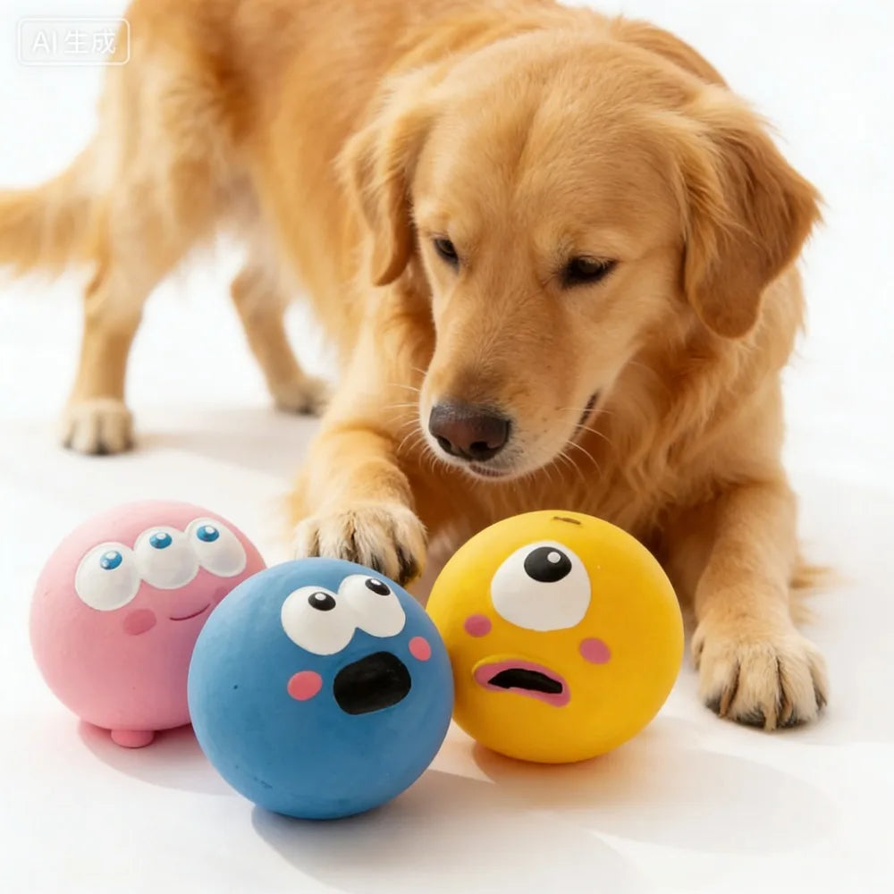 Quietschender Gummi-Kauball für Hunde – Bissfester Zahnreinigungs-Ball mit Sound für Welpen & Kleine Mittlere Große Hunde