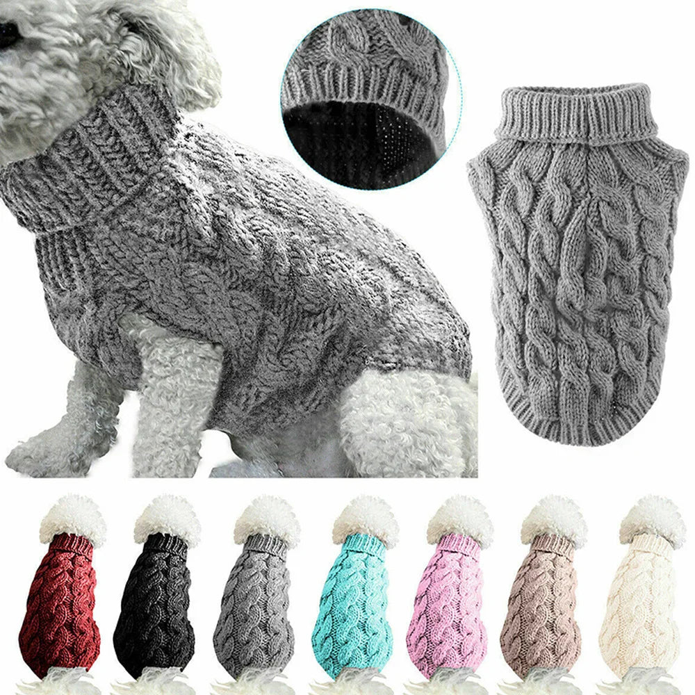 Zopfmuster-Hundepullover – Warmer Einfarbiger Strickpullover für Kleine Hunde & Welpen
