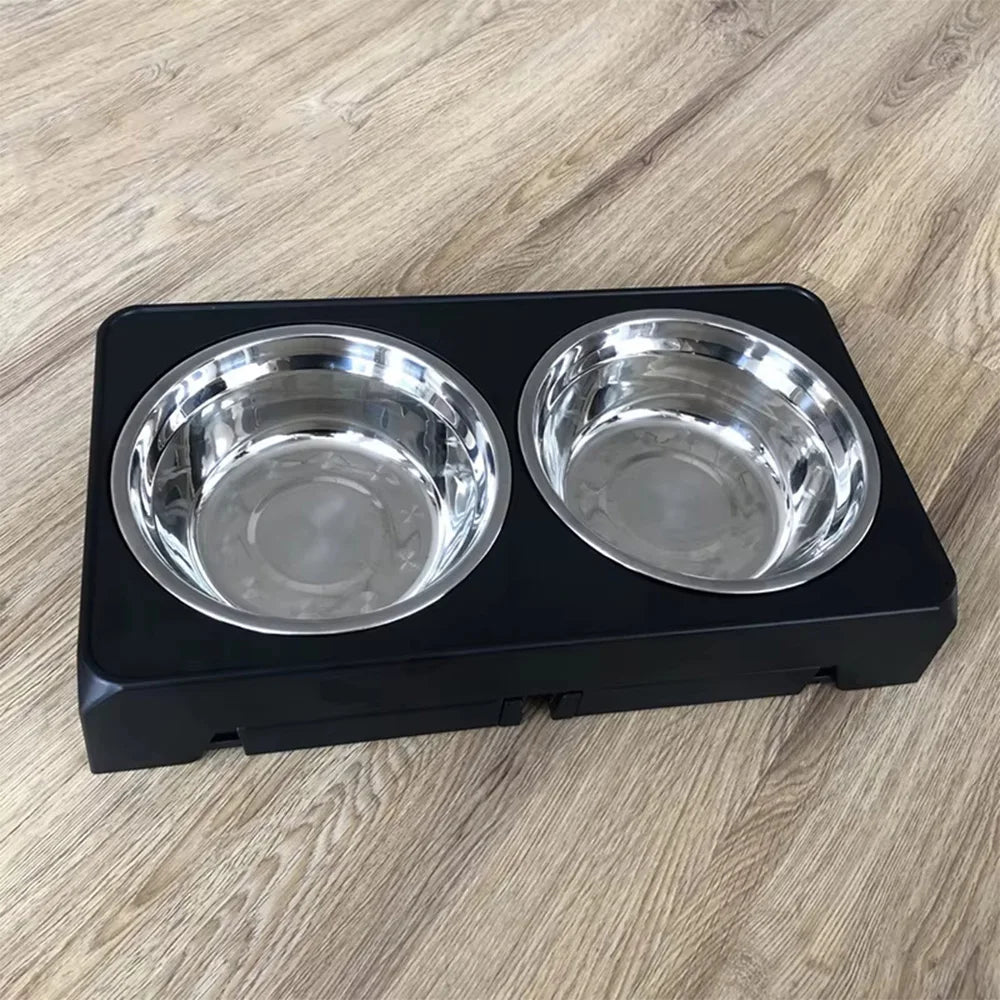 Höhenverstellbare Erhöhte Futterstation – Ständer mit Zwei Edelstahlnäpfen für Futter & Wasser für Kleine, Mittelgroße und Große Hunde