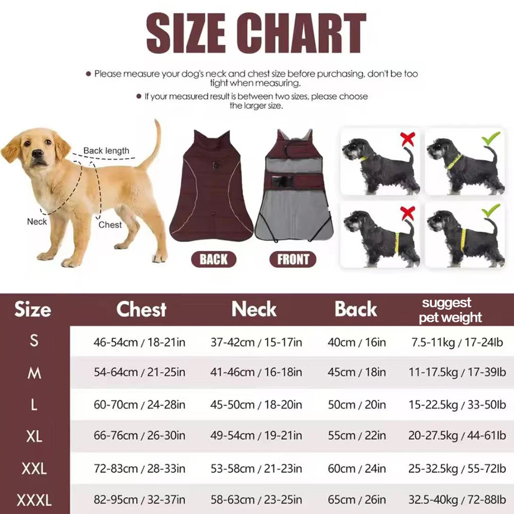 Wasserdichte Reflektierende Hundejacke – Warme Winterweste für Mittelgroße & Große Hunde