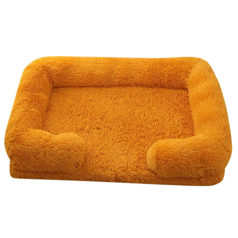 Plüsch Winter Hundebett mit Abnehmbarem Verdicktem Kissen – Weiches Quadratisches Haustiersofa & Kennel-Schlafbett für Kleine Mittlere Große Hunde